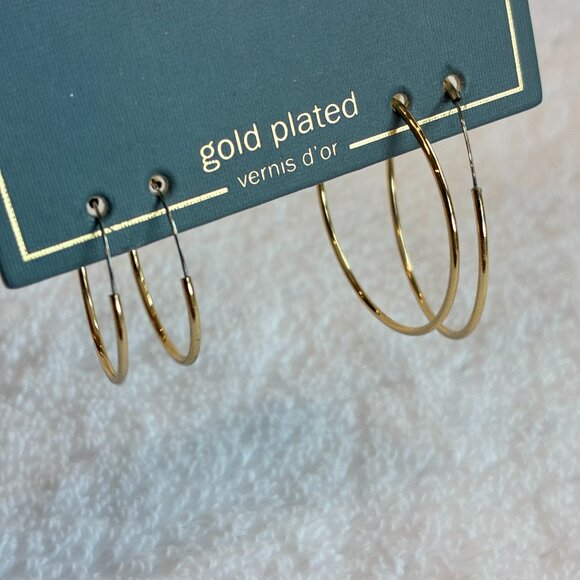 Jewelry - Gold Plated 2-Pair Hoop Earrings Jewelry